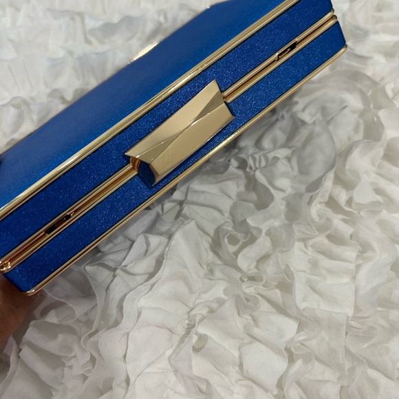 💥PRICE⬇️ Dressy - Blue & Gold Stud Clutch - Small - Picture 6 of 10